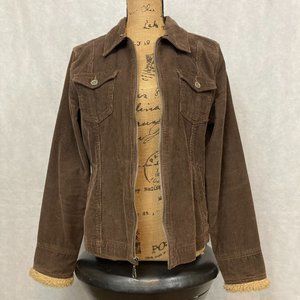 French Cuff Corduroy Jacket Size Large Brown